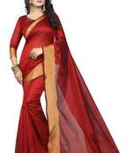 Red Cotton Silk Saree With Blouse