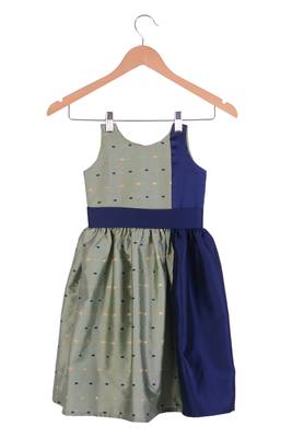 Kids Girl Pista Cotton Silk Frock 1