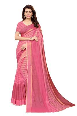 Pink Cotton Silk Saree With Blouse 1