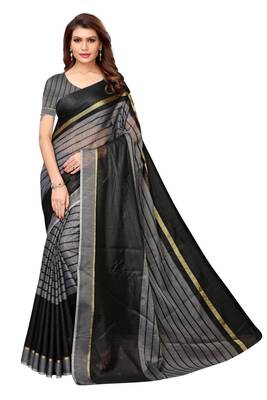 Black Cotton Silk Saree With Blouse 1
