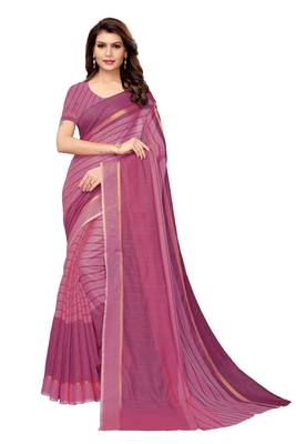 Wine Cotton Silk Saree With Blouse 1