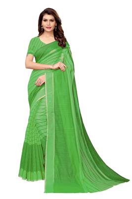 Green Cotton Silk Saree With Blouse 1