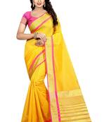 Yellow Gold Cotton Silk Saree With Blouse