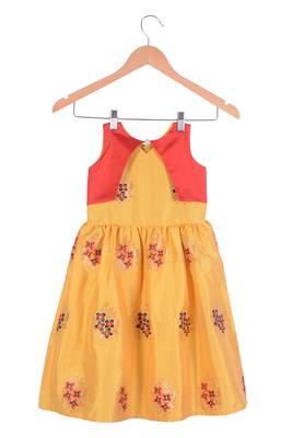 Kids Yellow And Red Frock 1