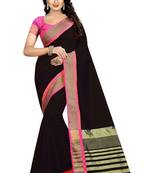 Black Pink Cotton Silk Saree With Blouse