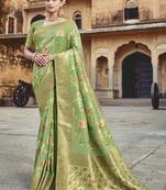 light green woven silk blend saree with blouse