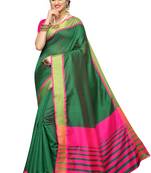 Green Pink Cotton Silk Saree With Blouse