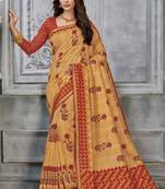  off white woven silk saree with blouse