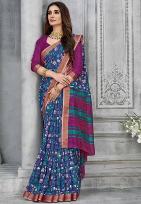  multicolor woven silk saree with blouse 1