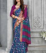  multicolor woven silk saree with blouse