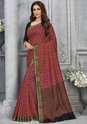  multicolor woven silk saree with blouse 1