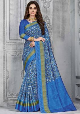  multicolor woven silk saree with blouse 1
