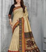  beige woven silk saree with blouse