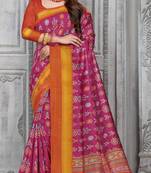  purple woven silk saree with blouse