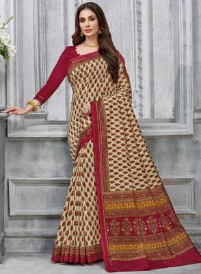  beige woven silk saree with blouse 1