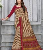  beige woven silk saree with blouse