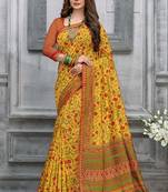  yellow woven silk saree with blouse