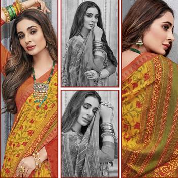  yellow woven silk saree with blouse 2