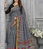  grey woven silk saree with blouse