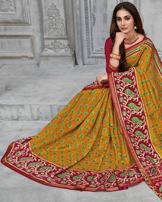  orange woven silk saree with blouse 1