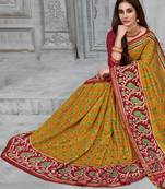  orange woven silk saree with blouse