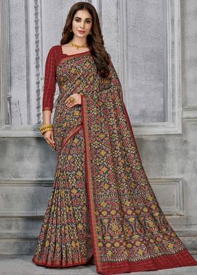  multicolor woven silk saree with blouse 1