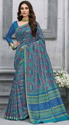  multicolor woven silk saree with blouse 1
