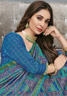  multicolor woven silk saree with blouse 2