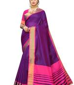 Purple Pink Cotton Silk Saree With Blouse