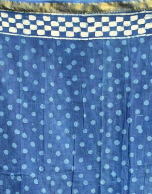Indigo Printed Cotton Saree With Blouse 5