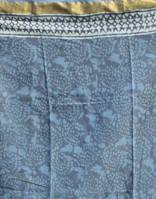 Grey Printed Cotton Saree With Blouse 5