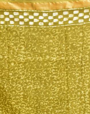 Green Printed Cotton Saree With Blouse 5