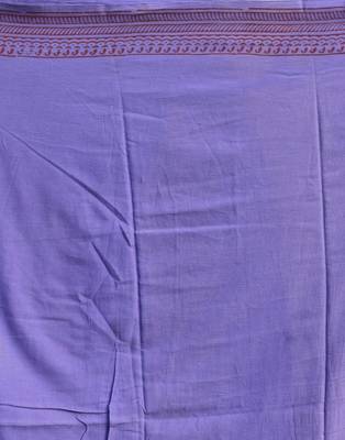 Purple Printed Cotton Saree With Blouse 5