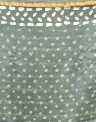 Grey Printed Chanderi Silk Saree With Blouse 5