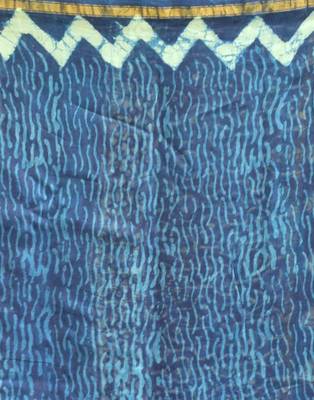 Indigo Printed Chanderi Silk Saree With Blouse 5