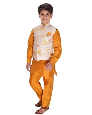 fourfolds boy's kurta and pyjama set 3