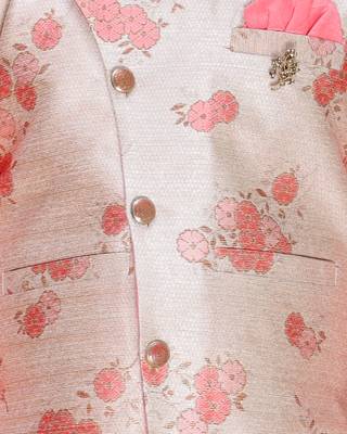 Pink plain cotton silk boys-kurta-pyjama 4