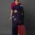Navy blue woven cotton silk saree with blouse