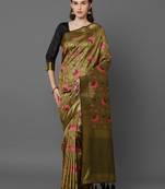 Black woven cotton silk saree with blouse