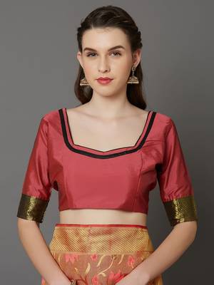 Mustard woven cotton silk saree with blouse 5