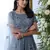 Grey Thread Embroidery Net Salwar