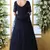 Navy Blue Thread Embroidery Net Salwar