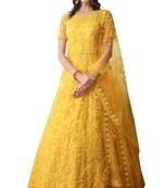 Yellow Thread Embroidery Net Salwar