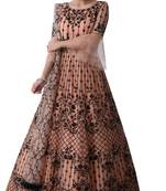 Peach Thread Embroidery Net Salwar