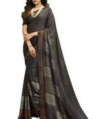 Grey printed silk saree with blouse