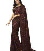 Maroon printed silk saree with blouse