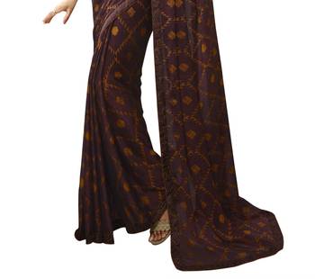Maroon printed silk saree with blouse 3