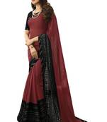 Red printed silk saree with blouse