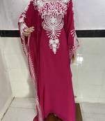 pink georgette moroccan kaftan with zari and stone work 