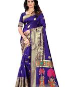 Purple Woven Jacquard Saree With Blouse